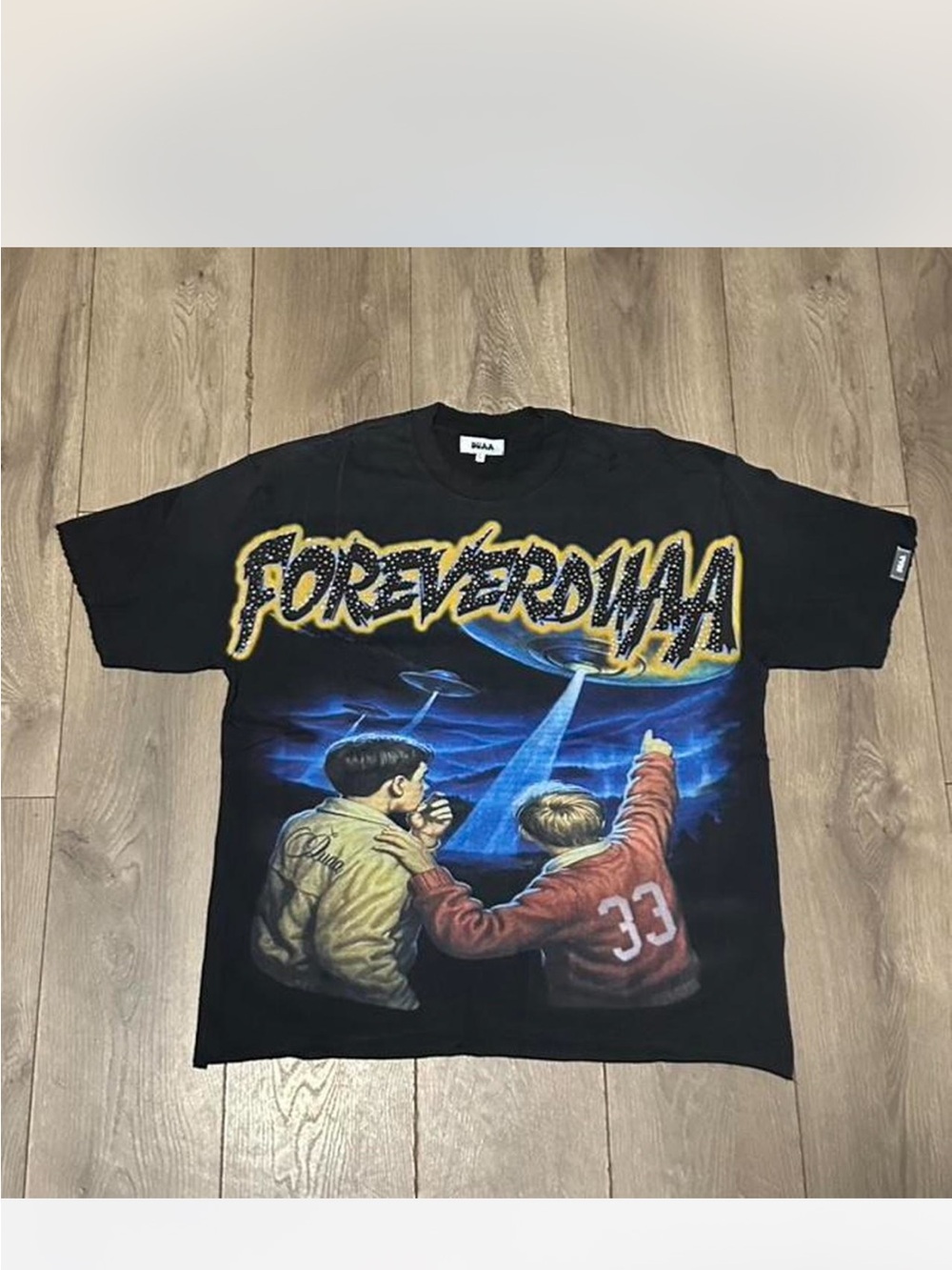 Black 'DUAA FOREVERDUAAGraphic Tee with Space Scene